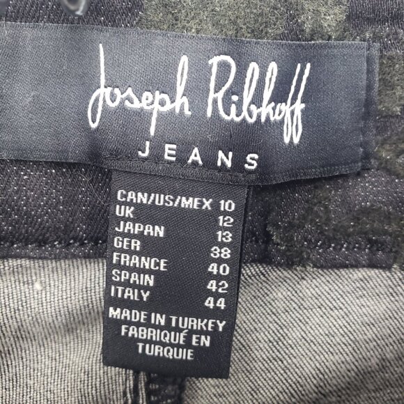 Joseph Ribkoff Floral Flocked Velvet Jeans 10 Slim Fit High Rise Waist‎ Ankle - Picture 4 of 10